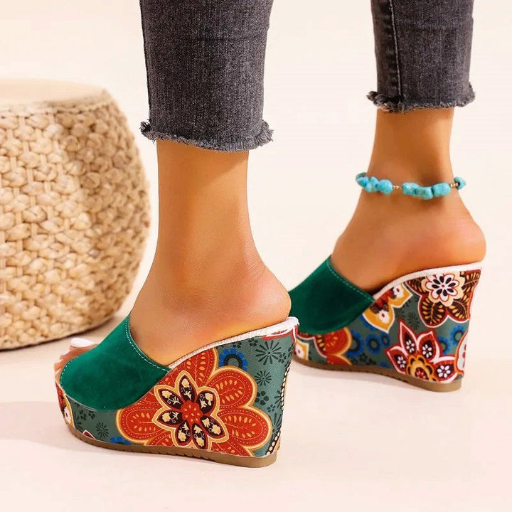 Isabella Conti Velvet Boho Wedge Sandals