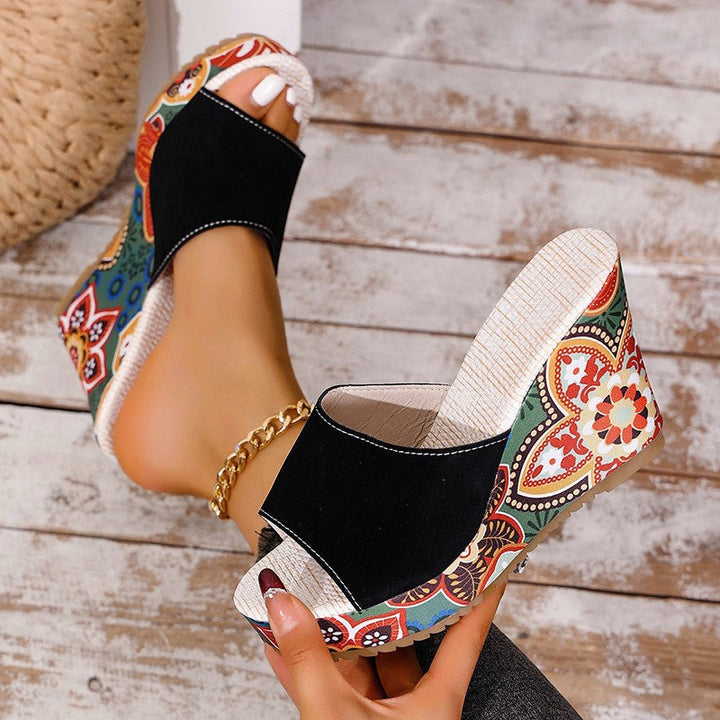 Isabella Conti Velvet Boho Wedge Sandals