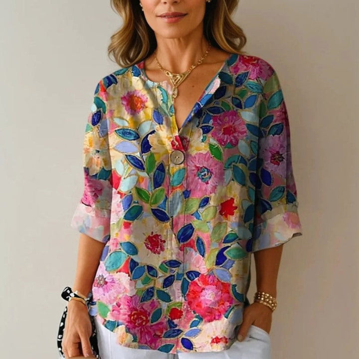 Isabella Conti Colorpop Floral Button Blouse
