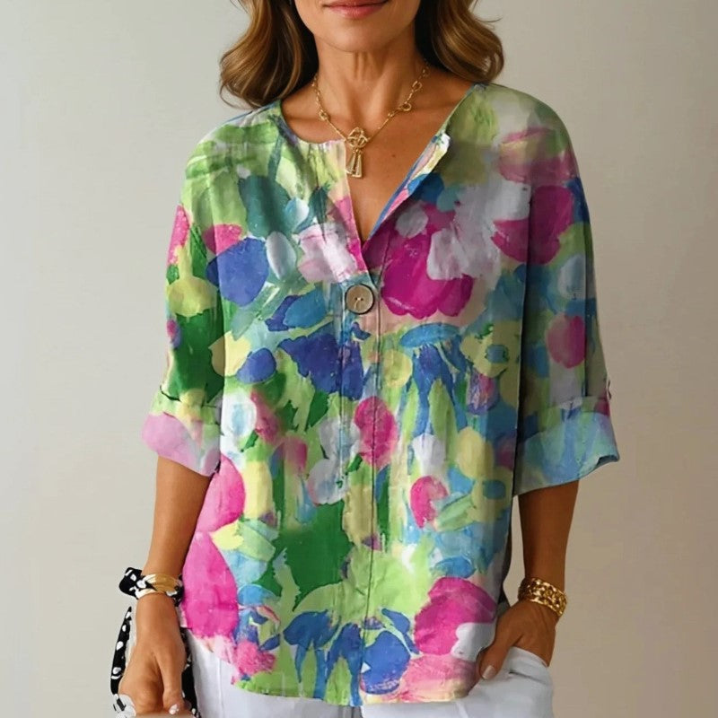 Isabella Conti Colorpop Floral Button Blouse
