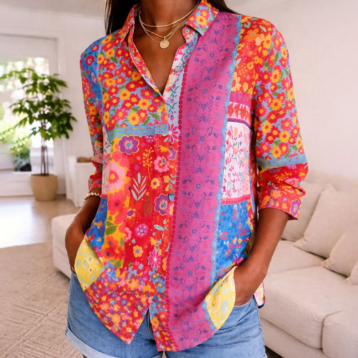 Isabella Conti Long Sleeve Floral Patch Shirt