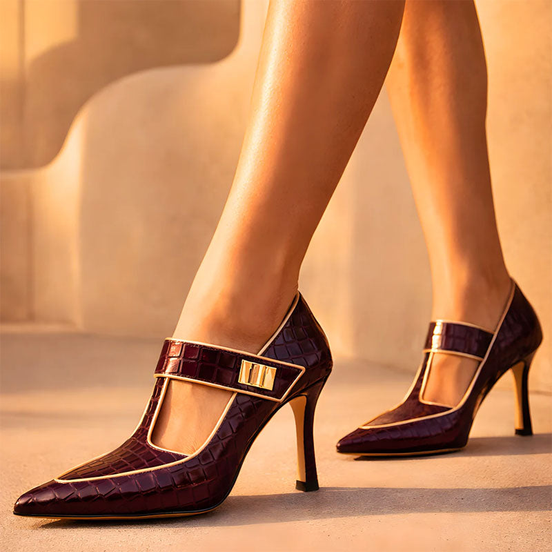 Isabella Conti Pointed Toe T-Strap Heels