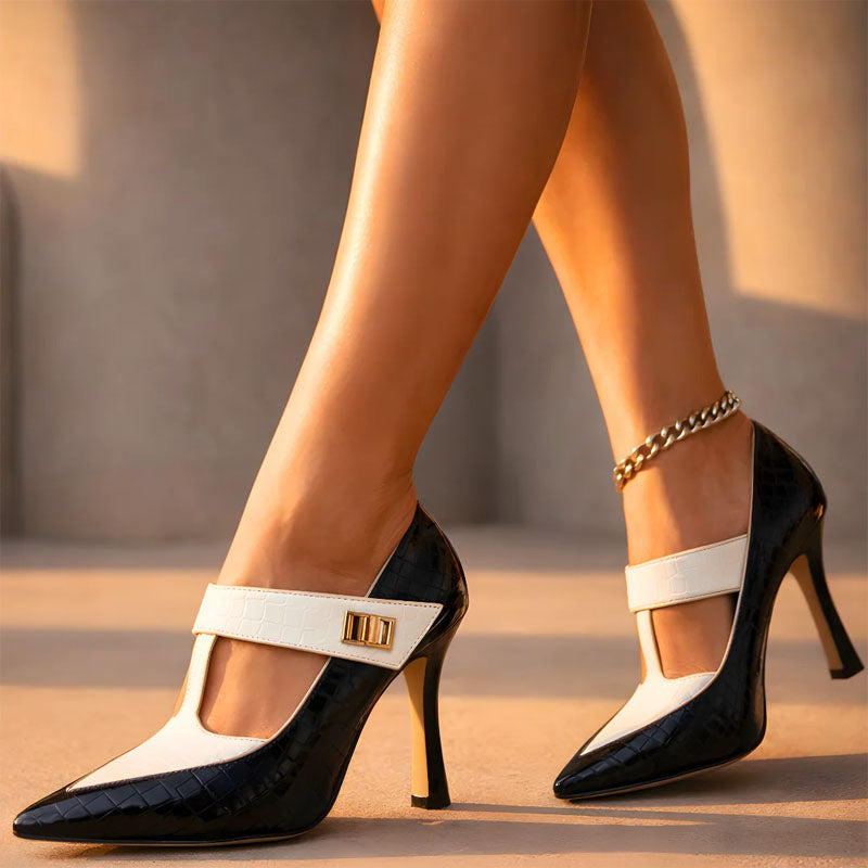 Isabella Conti Pointed Toe T-Strap Heels