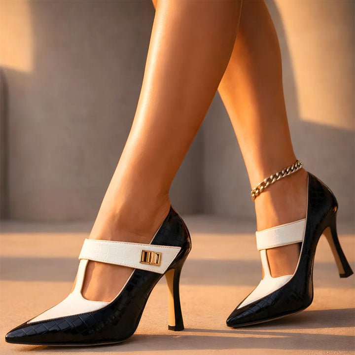 Isabella Conti Pointed Toe T-Strap Heels