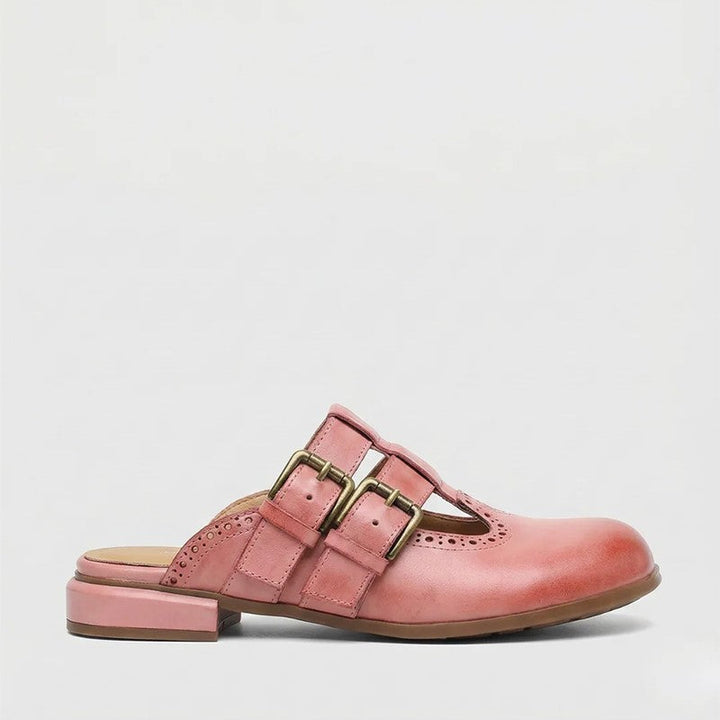 Lucia Ferrara Mule Flats with Buckle Strap