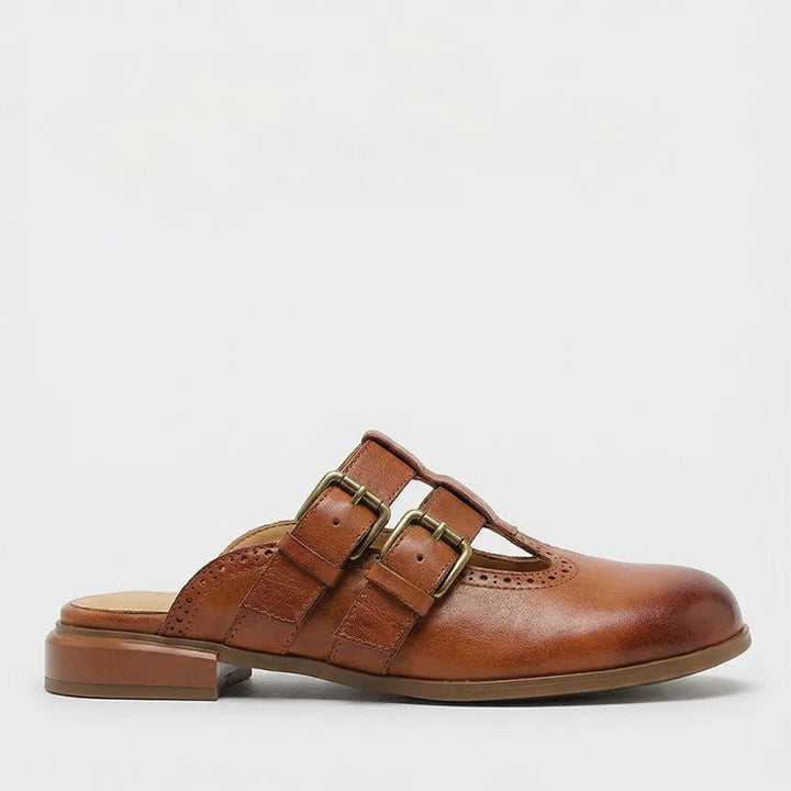 Lucia Ferrara Mule Flats with Buckle Strap
