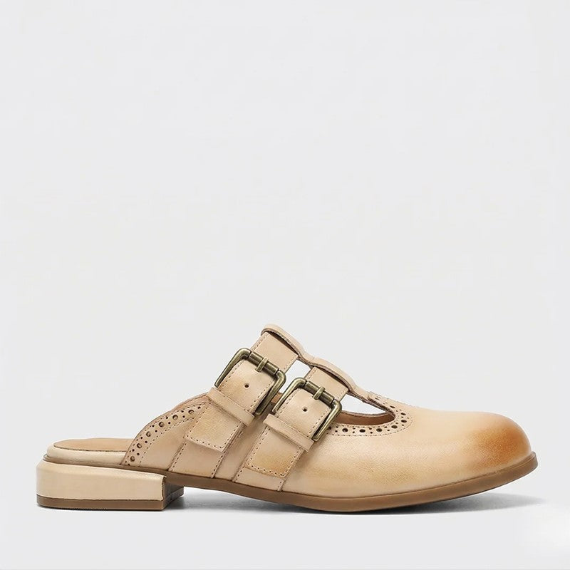 Lucia Ferrara Mule Flats with Buckle Strap