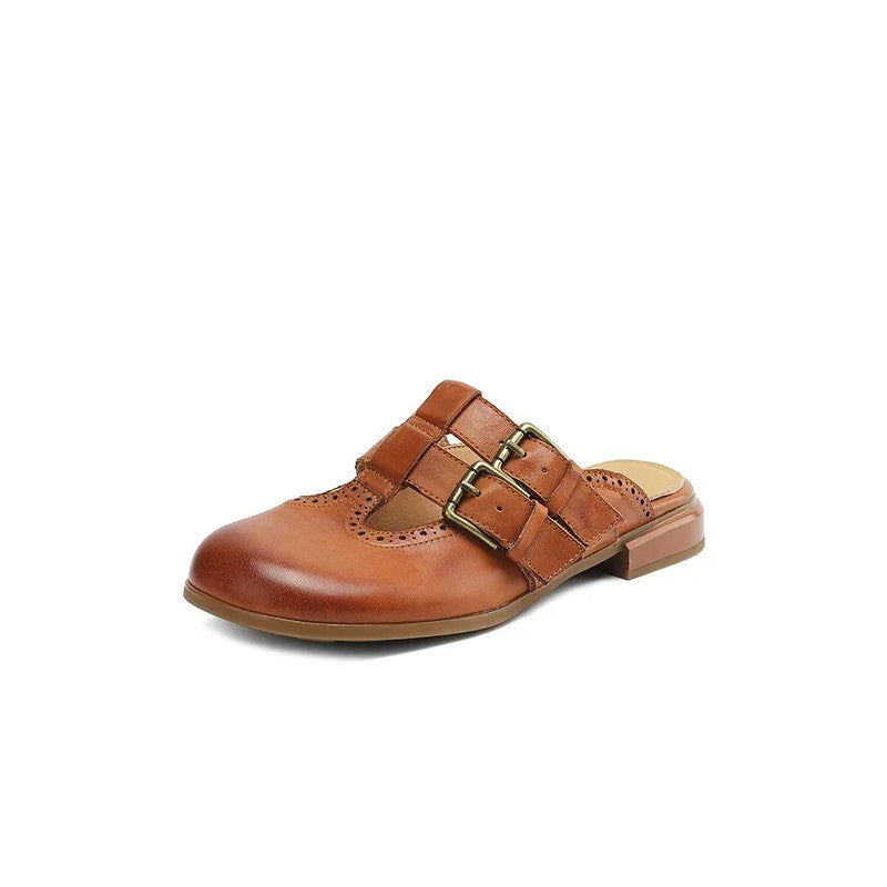Lucia Ferrara Mule Flats with Buckle Strap