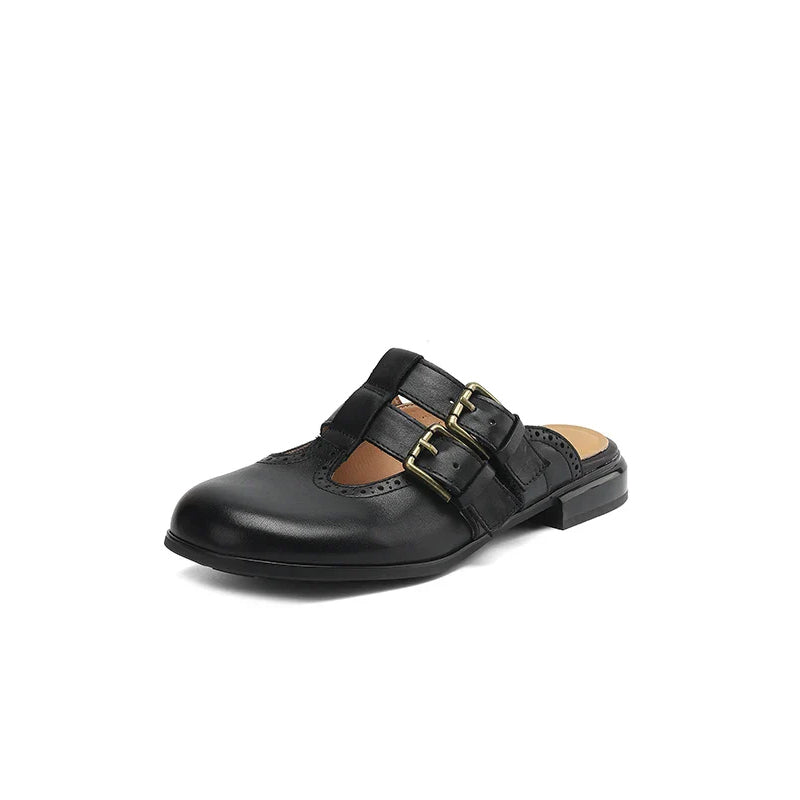 Lucia Ferrara Mule Flats with Buckle Strap