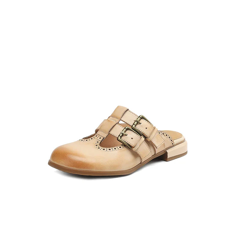 Lucia Ferrara Mule Flats with Buckle Strap