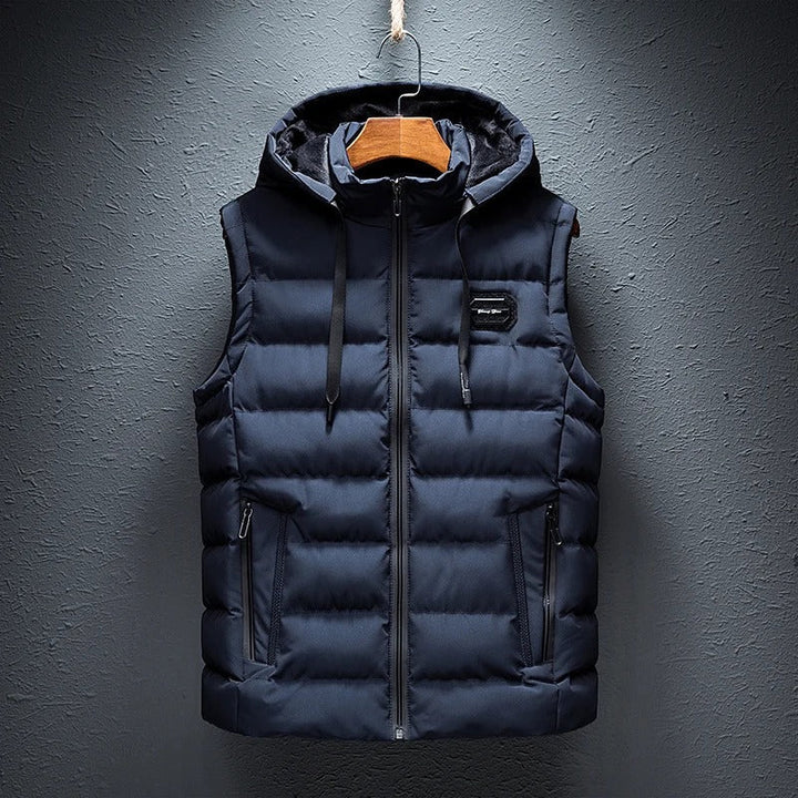Victor - Men's Hooded Puffer Vest with Zippered Pockets