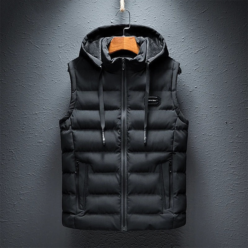 Victor - Men's Hooded Puffer Vest with Zippered Pockets