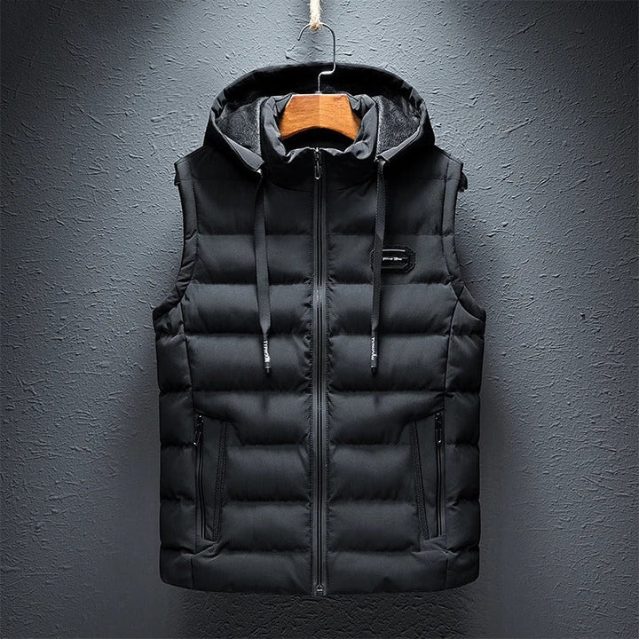 Victor - Men's Hooded Puffer Vest with Zippered Pockets