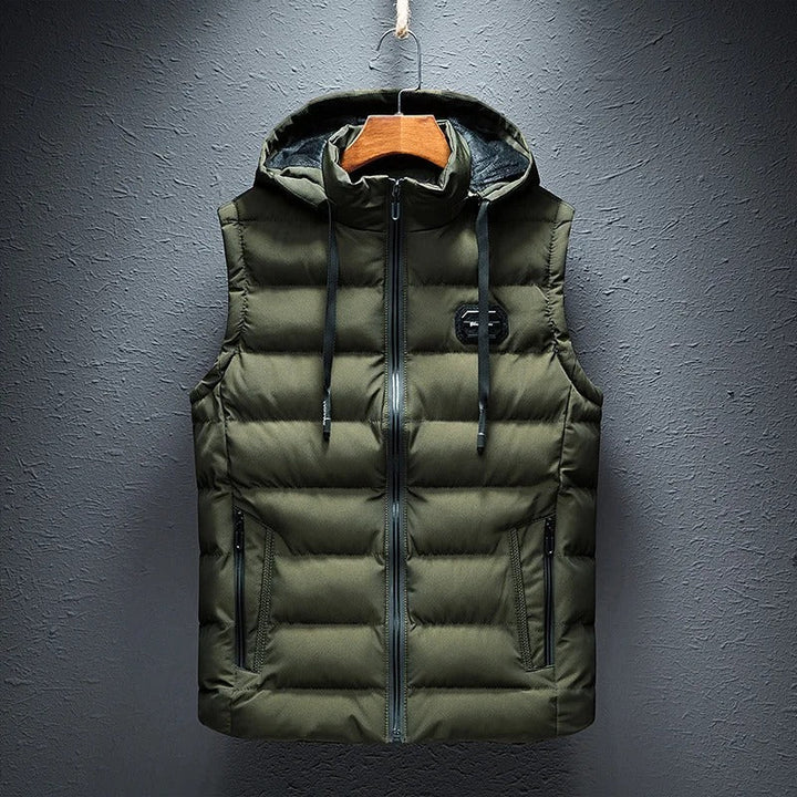 Victor - Men's Hooded Puffer Vest with Zippered Pockets