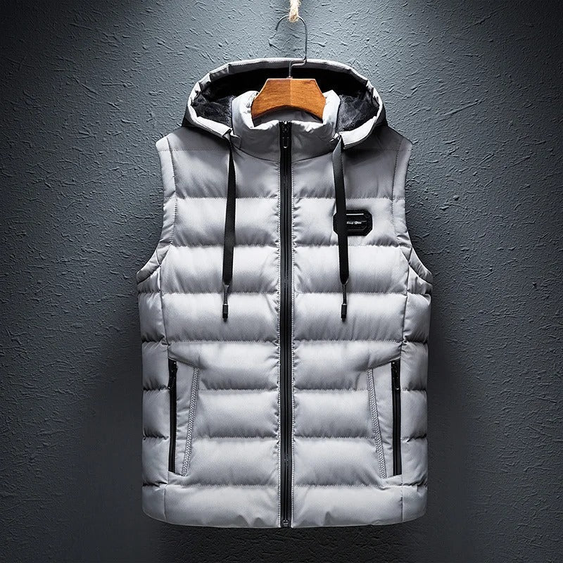 Victor - Men's Hooded Puffer Vest with Zippered Pockets