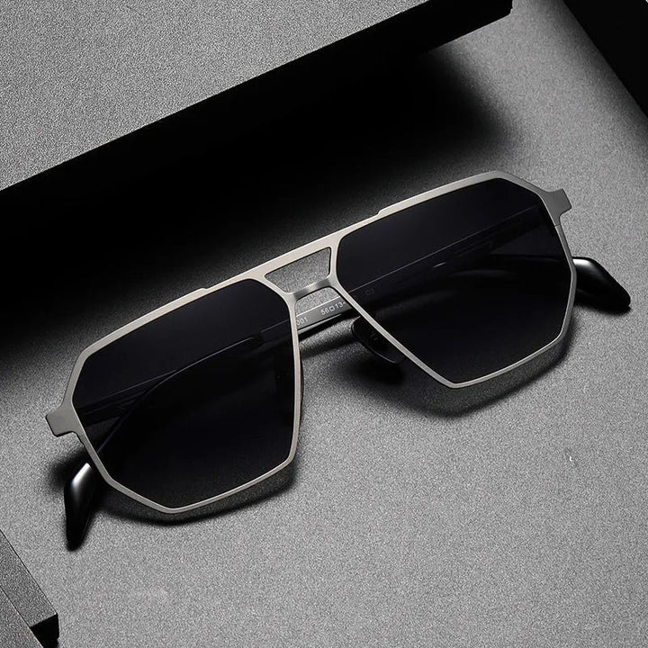 Zephron Titanium Frame Geometric Sunglasses