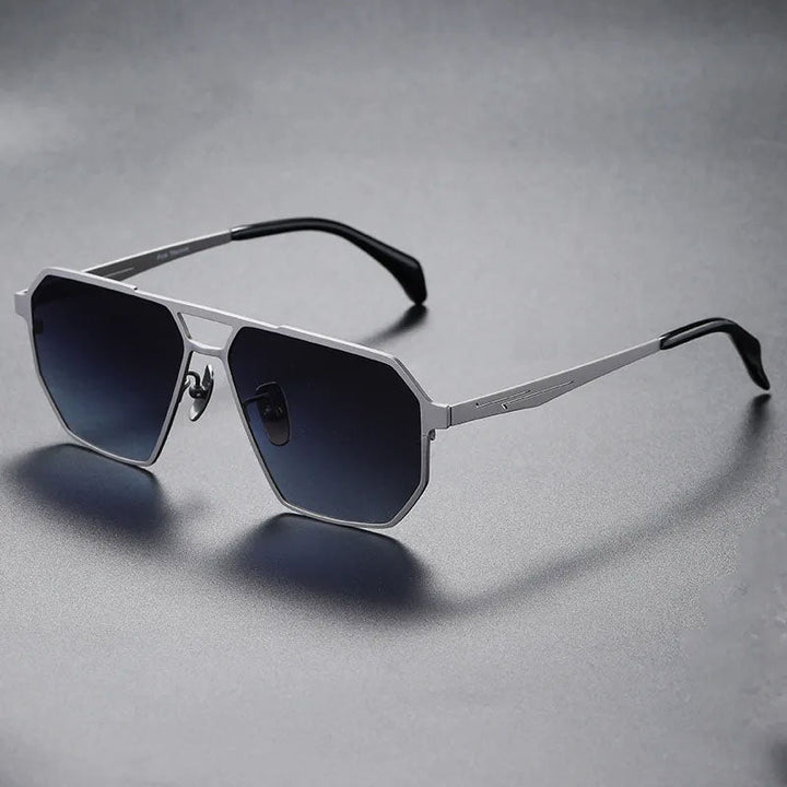 Zephron Titanium Frame Geometric Sunglasses