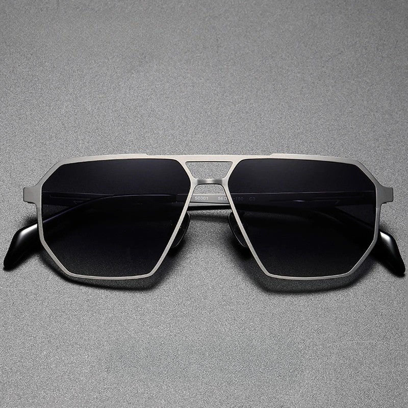 Zephron Titanium Frame Geometric Sunglasses
