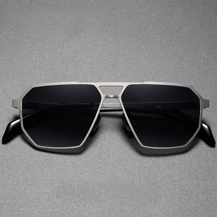 Zephron Titanium Frame Geometric Sunglasses