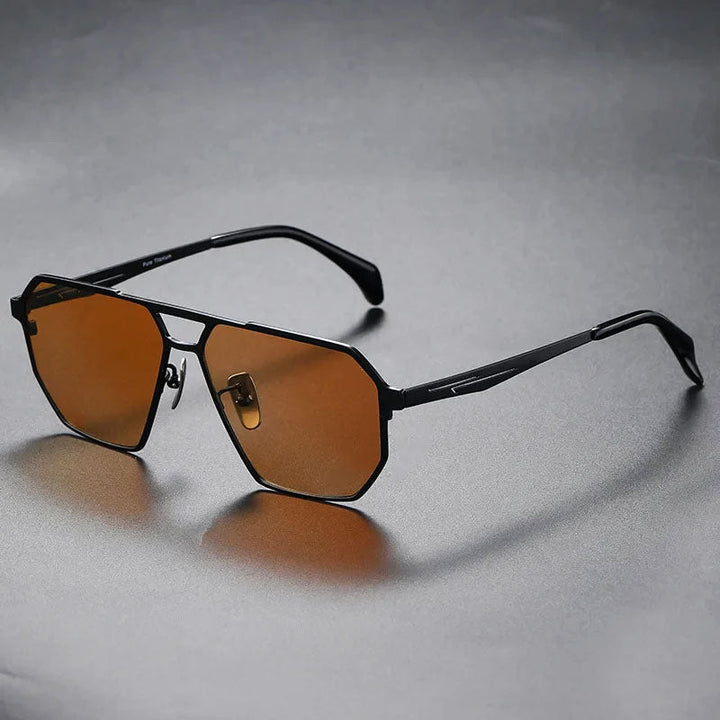 Zephron Titanium Frame Geometric Sunglasses