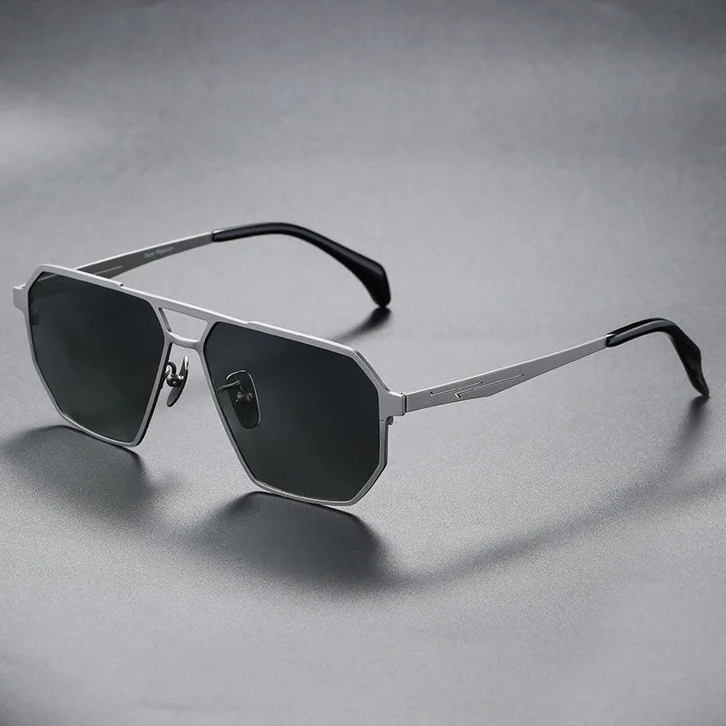 Zephron Titanium Frame Geometric Sunglasses
