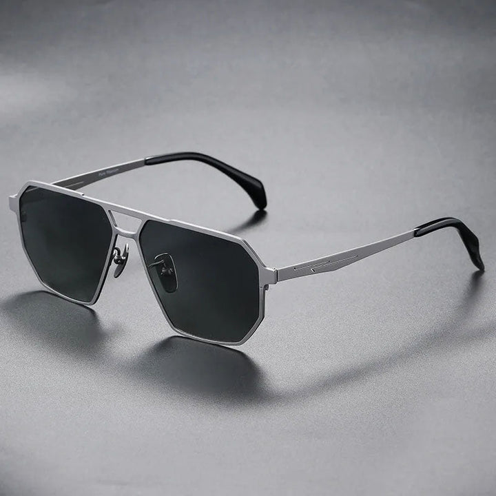 Zephron Titanium Frame Geometric Sunglasses