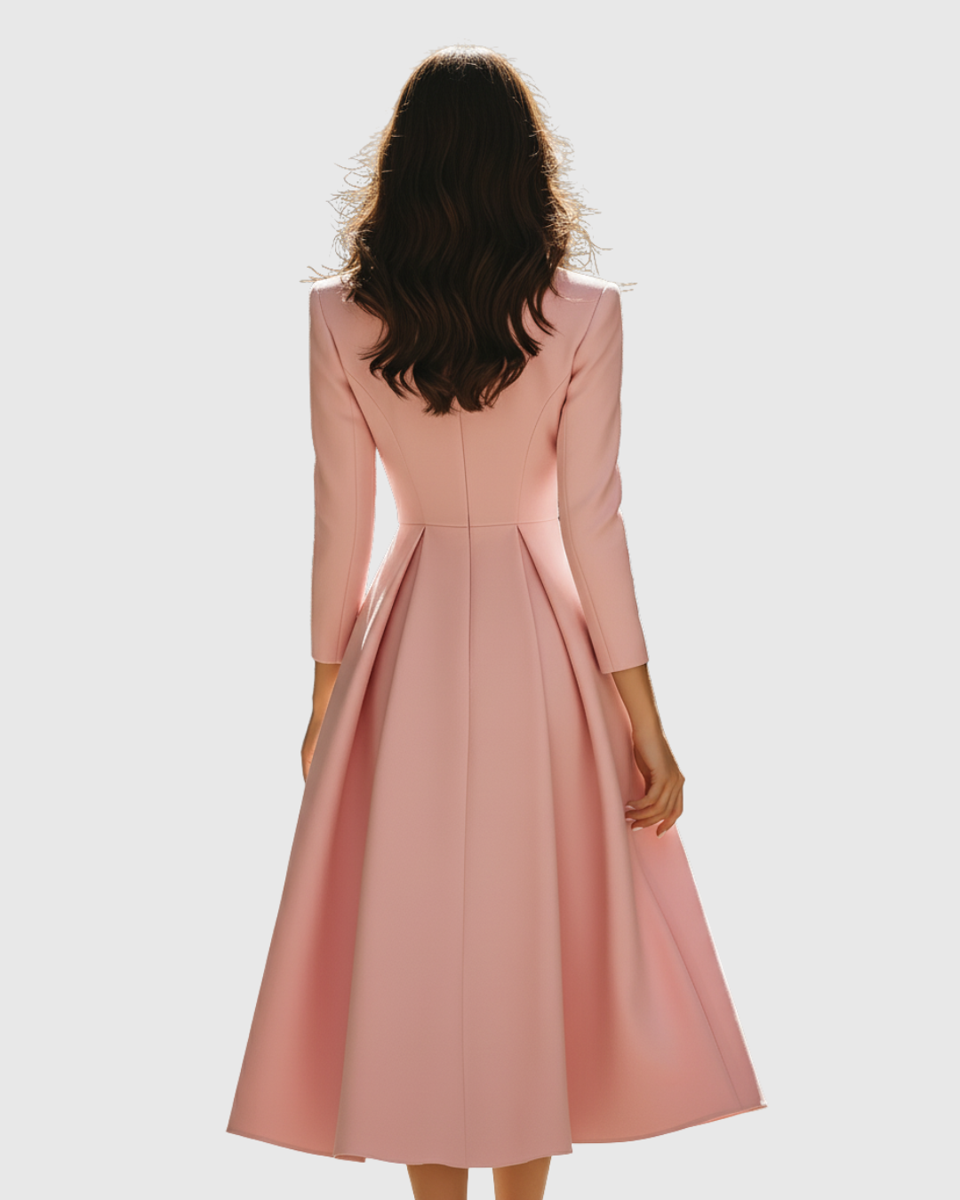 Adeline - Women's Notch Lapel Blazer-Style Pleated A-Line Midi Dress