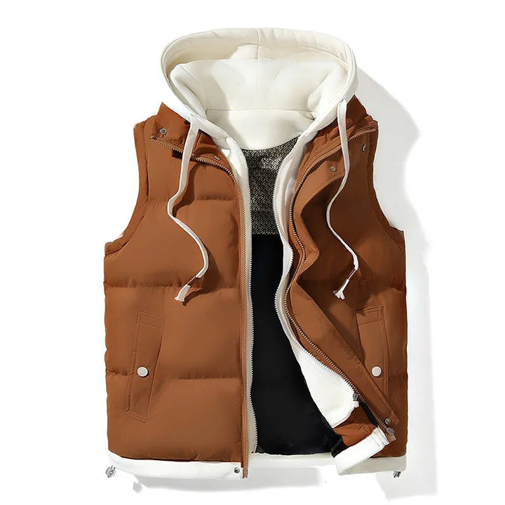 Amthony - Men's Hooded Puffer Gilet with Snap Pockets