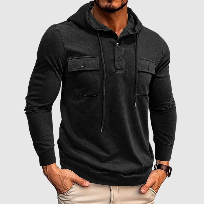 Arthur - Men's Hooded Pullover with Chest Pockets