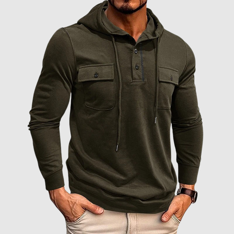 Arthur - Men's Hooded Pullover with Chest Pockets