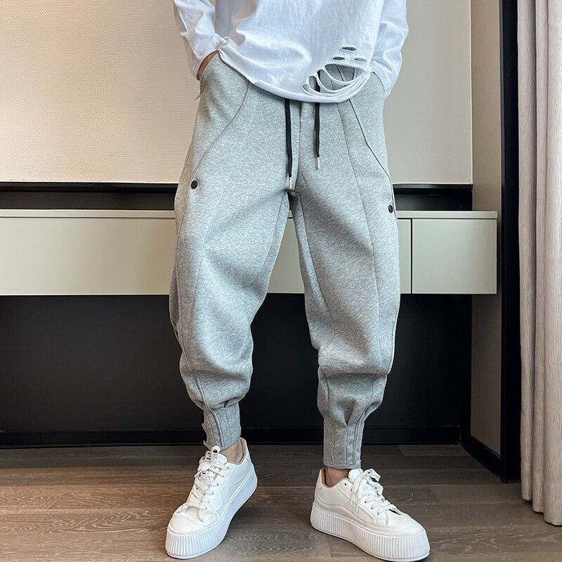 Cassius - Men's Joggers with Drawstring Waist and Snap Ankle Cuffs