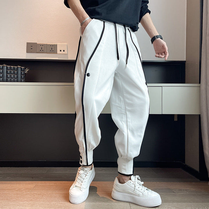 Cassius - Men's Joggers with Drawstring Waist and Snap Ankle Cuffs
