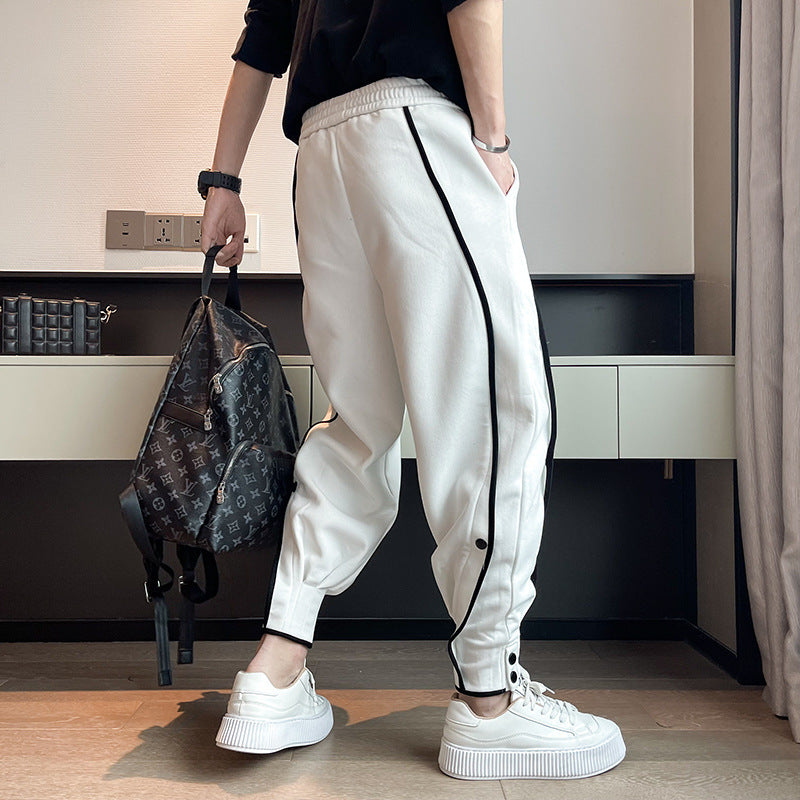 Cassius - Men's Joggers with Drawstring Waist and Snap Ankle Cuffs