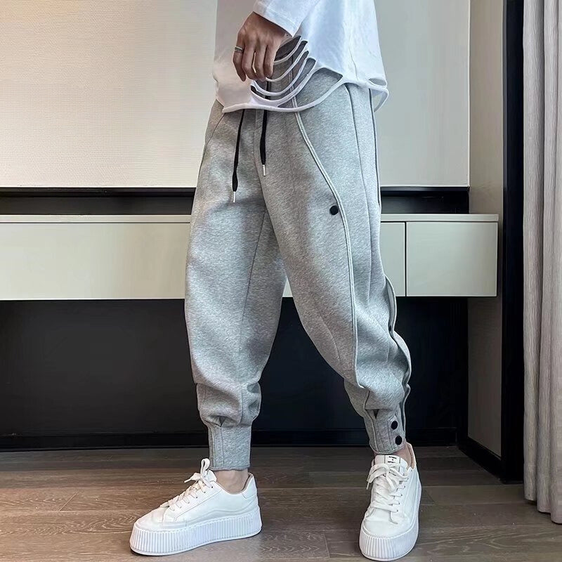 Cassius - Men's Joggers with Drawstring Waist and Snap Ankle Cuffs