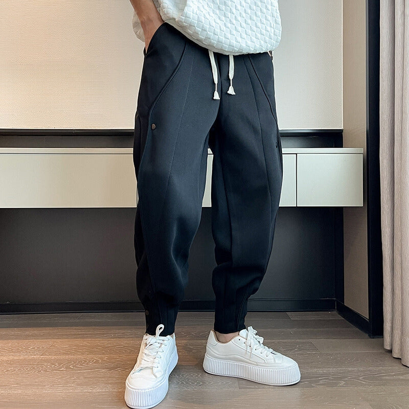 Cassius - Men's Joggers with Drawstring Waist and Snap Ankle Cuffs