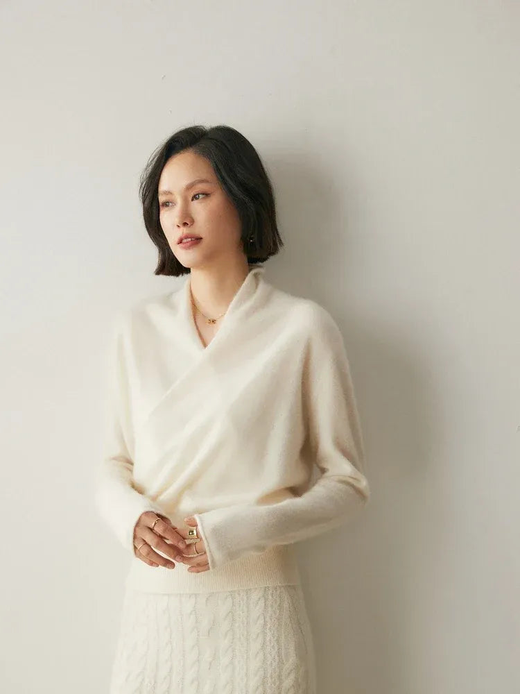 Celeste - Women's Cashmere Wrap Pullover with V-Neckline