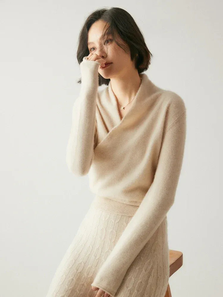 Celeste - Women's Cashmere Wrap Pullover with V-Neckline