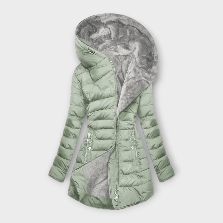 Celeste - Women's Puffer Coat with Velvet-Lined Hood