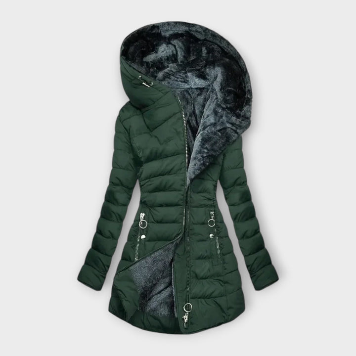 Celeste - Women's Puffer Coat with Velvet-Lined Hood