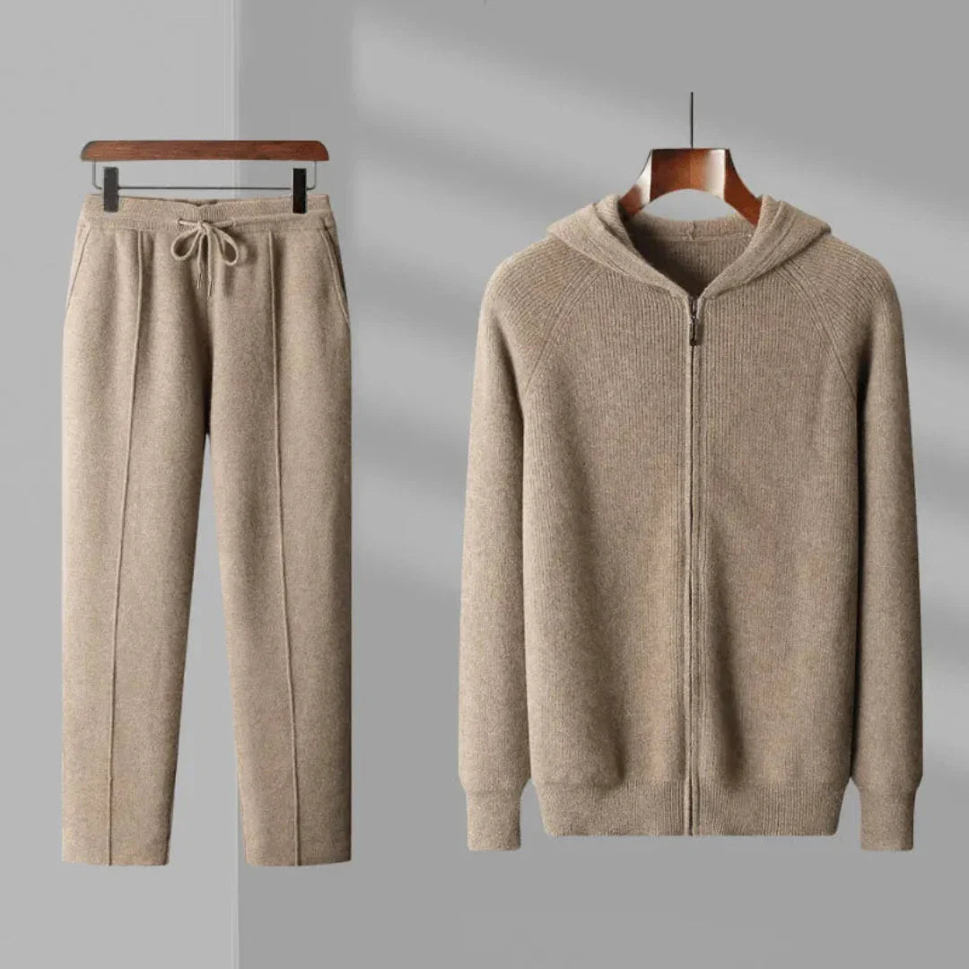 Colter - Men's Hooded Wool Cardigan & Tapered Trousers Set