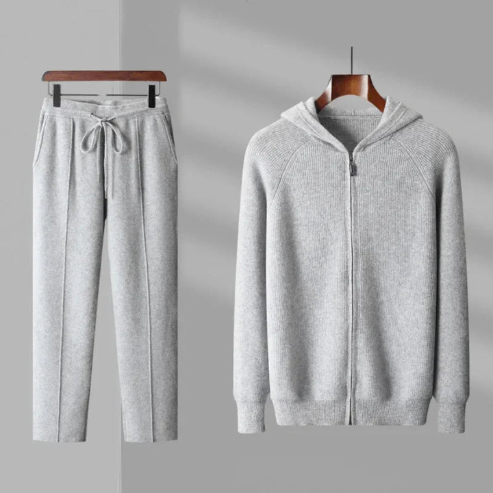 Colter - Men's Hooded Wool Cardigan & Tapered Trousers Set