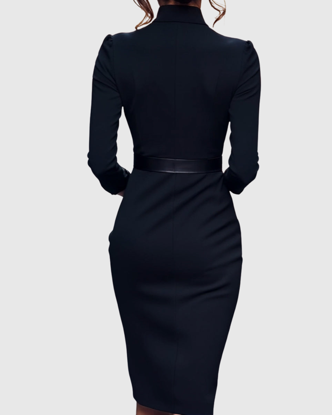 Elinor - Women's Belted V-Neck Pencil Midi Dress