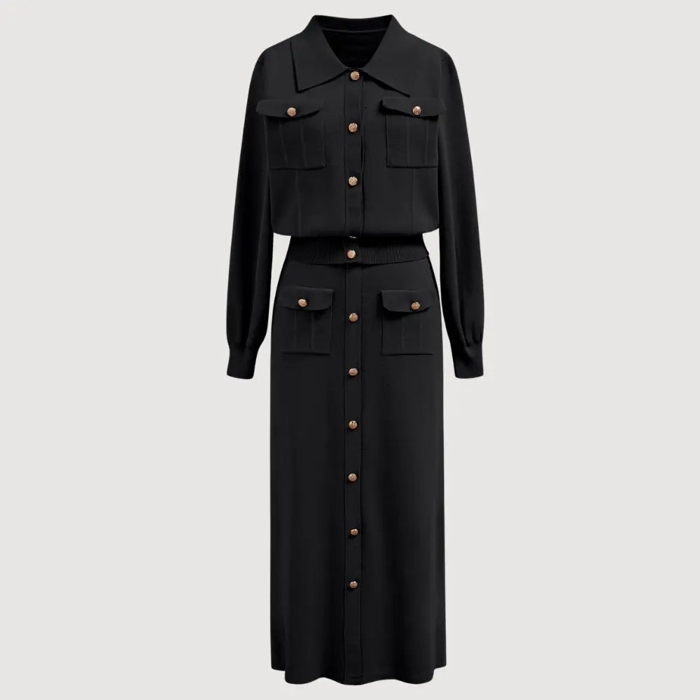 Erica - Women's Pocket-Detail Knit Blazer and Skirt Set