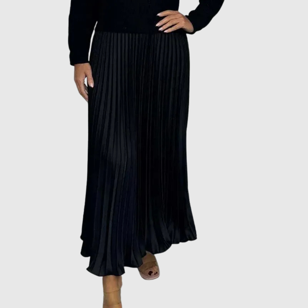 Faye - Women's Knit & Pleated Maxi Dress