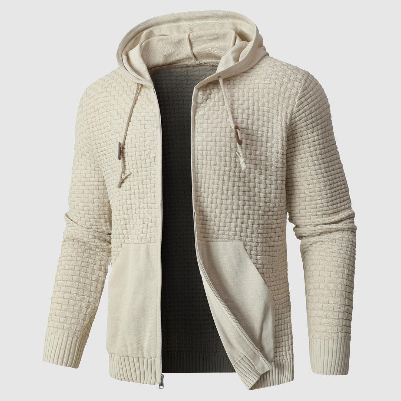 Gideon - Men's Quilted Zip Hoodie with Kangaroo Pocket