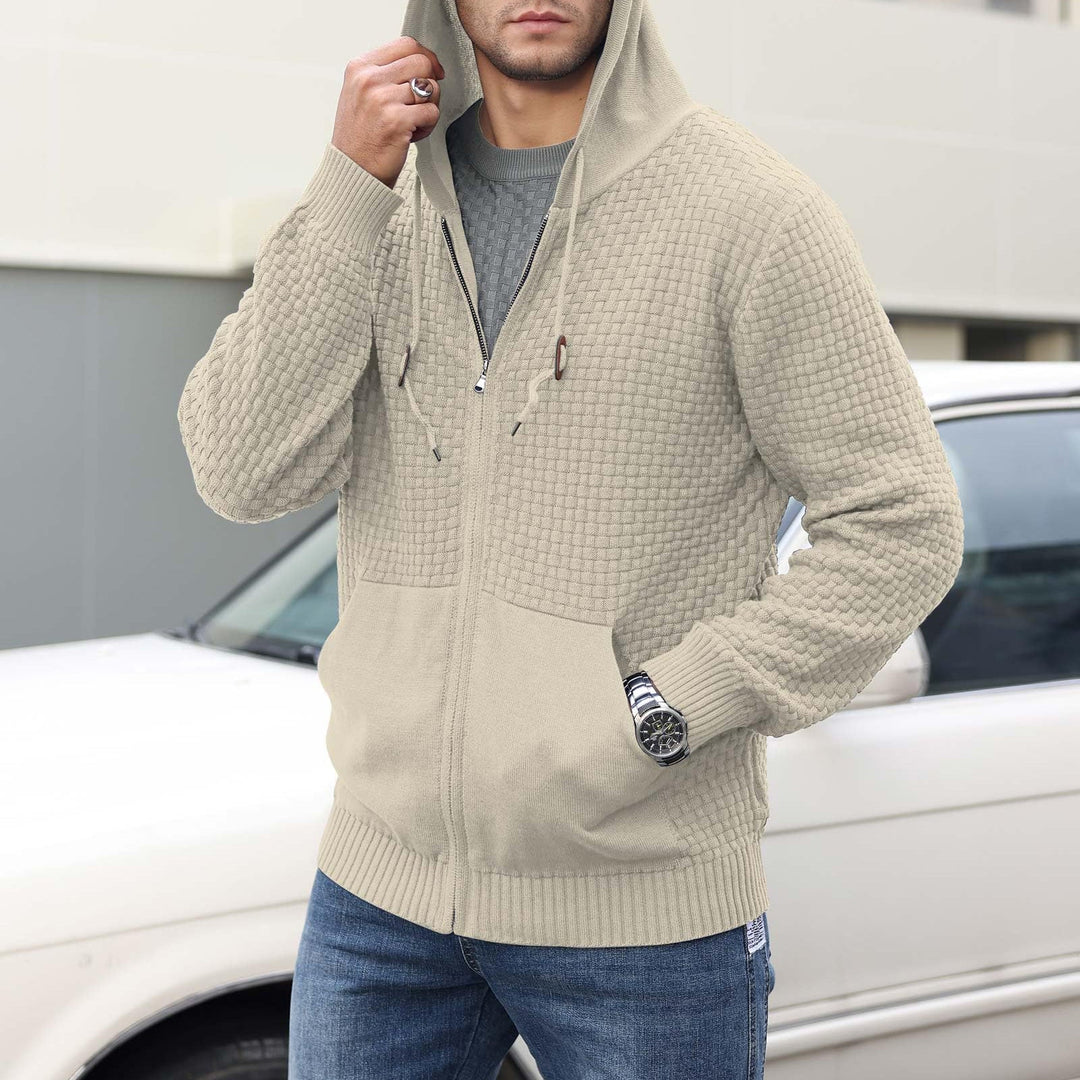 Gideon - Men's Quilted Zip Hoodie with Kangaroo Pocket