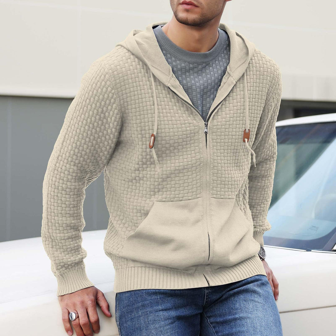 Gideon - Men's Quilted Zip Hoodie with Kangaroo Pocket