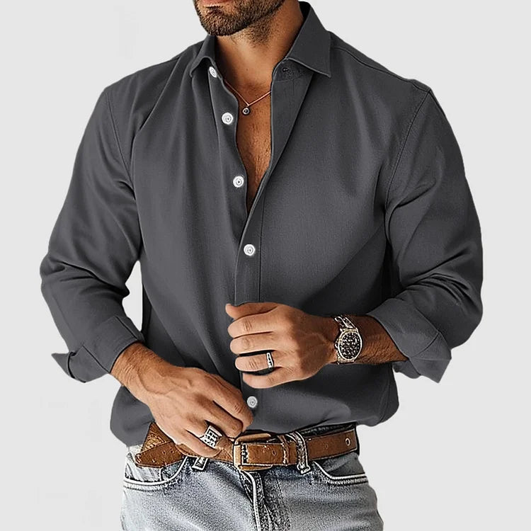 Harlan - Men's Notch-Collar Cotton Dress Shirt