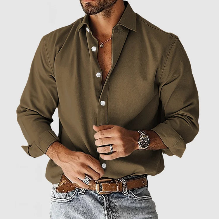 Harlan - Men's Notch-Collar Cotton Dress Shirt