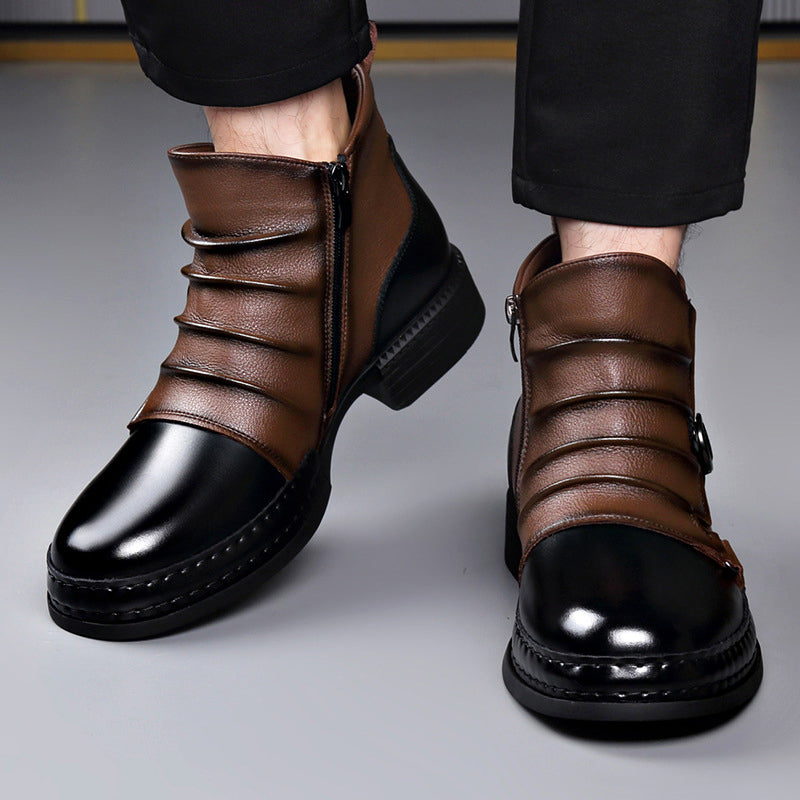 Harvey - Men's Two-Tone Lace-Up Ankle Boots with Buckle Detail